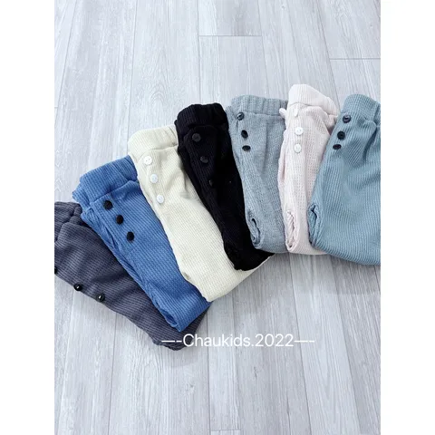 Quần dài thu đông bé trai, quần dài chất tổ ong dáng jogger 3 cúc cho bé trai, bé gái