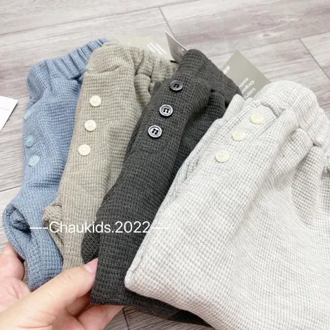 Quần dài thu đông bé trai, quần dài chất tổ ong dáng jogger 3 cúc cho bé trai, bé gái
