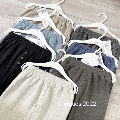 Quần dài thu đông bé trai, quần dài chất tổ ong dáng jogger 3 cúc cho bé trai, bé gái