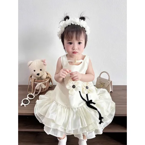 Váy bé gái, váy công chúa bồng bềnh tặng kèm bờm cho bé 10-30kg