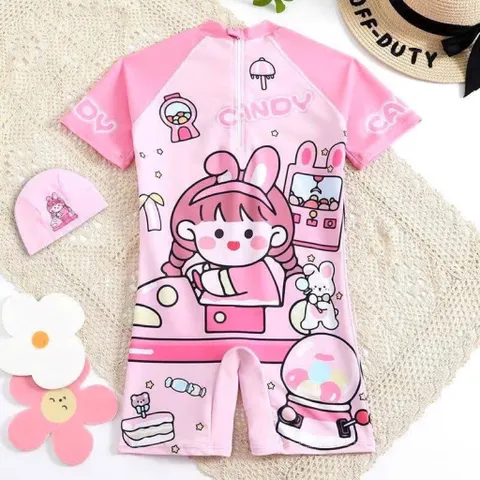 Đồ bơi cho bé, set đồ bơi liền thân kèm mũ họa tiết siêu dễ thương cho bé trai và bé gái từ 10-28kg