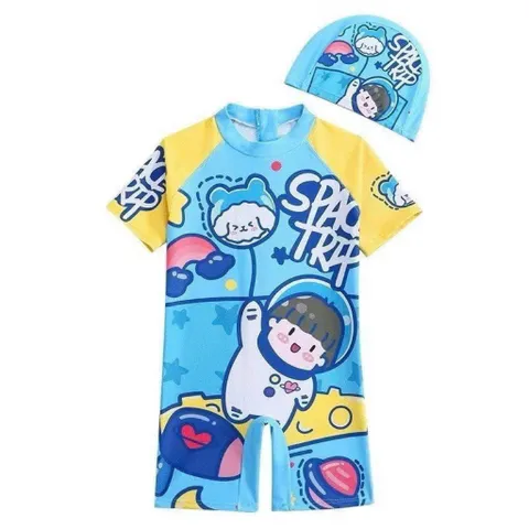 Đồ bơi cho bé, set đồ bơi liền thân kèm mũ họa tiết siêu dễ thương cho bé trai và bé gái từ 10-28kg
