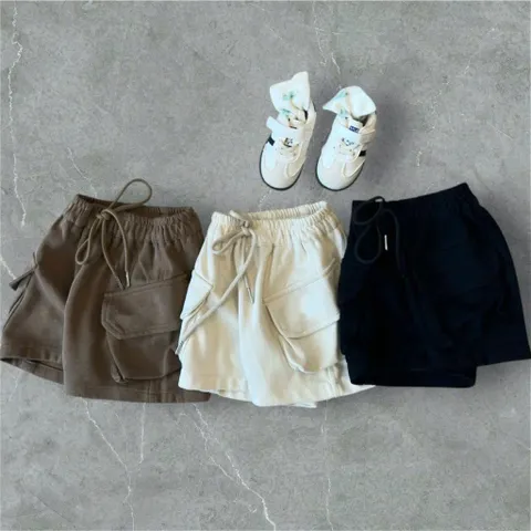 Quần đùi bé trai, quàn short túi hộp chất umi cá tính cho bé 9-27kg