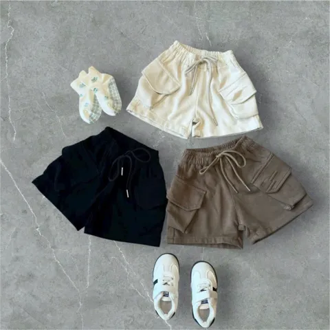 Quần đùi bé trai, quàn short túi hộp chất umi cá tính cho bé 9-27kg