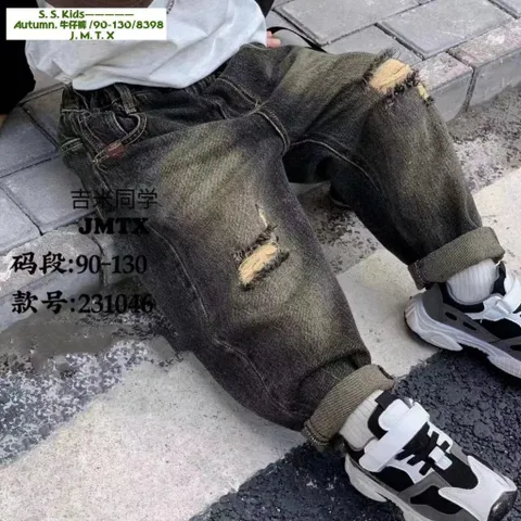 Quần dài bé trai, quần bò xanh cào rách sành điệu cho bé 10-30kg