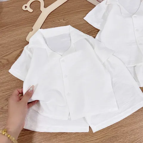 Đồ bộ bé trai mùa hè, set bộ đũi lụa màu trắng mềm mát cho bé trai 10-30kg