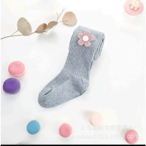 Quần tất cho bé, quần tất len có bàn gắn hoa xinh xắn cho bé gái 0-6y