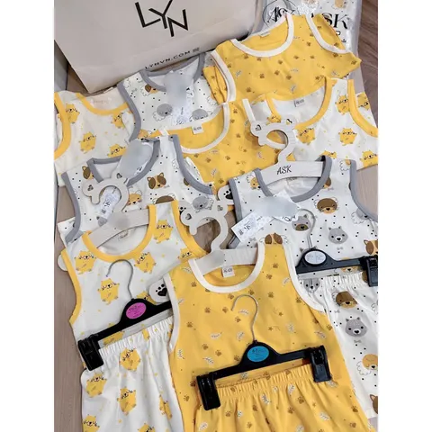 Quần áo trẻ em, set bộ ba lỗ chất cotton mềm mát cho bé trai và bé gái từ 9-26kg