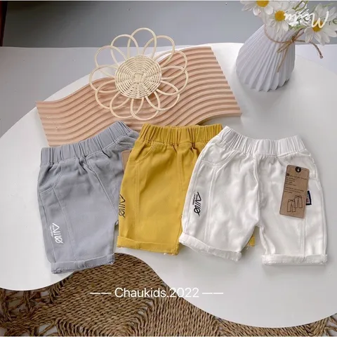 Quần đùi bé trai, quần short kaki mềm gân dọc SHIJIE cho bé size 20-35kg