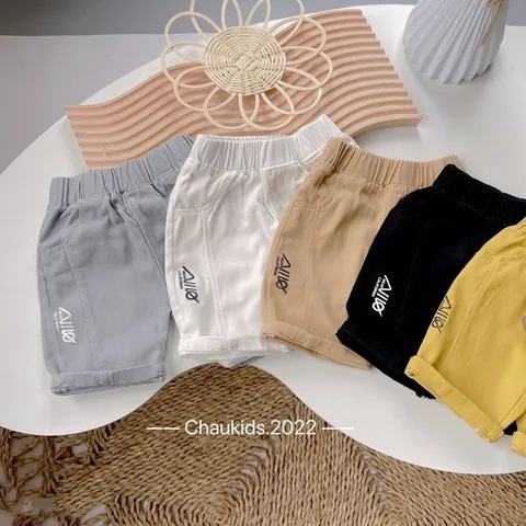 Quần đùi bé trai, quần short kaki mềm gân dọc SHIJIE cho bé size 20-35kg