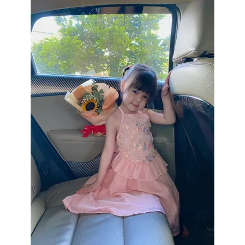 Váy bé gái, set áo yếm thân thêu kim sa kèm chân váy cho bé 10-30kg
