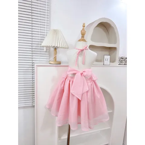 Váy bé gái, set áo yếm thân thêu kim sa kèm chân váy cho bé 10-30kg