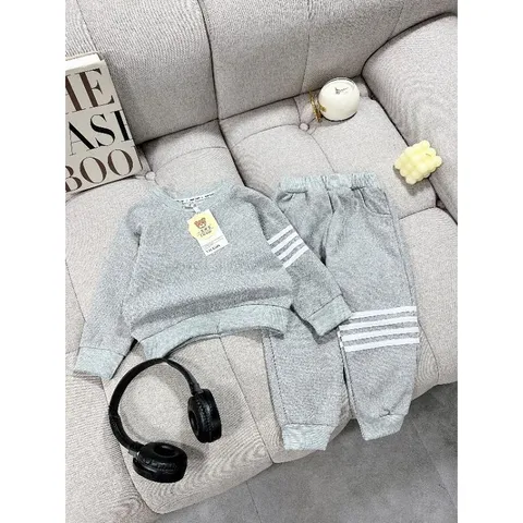 Bộ bé trai thu đông, bộ quần áo dài tay chất tổ ong 4 vạch cho bé