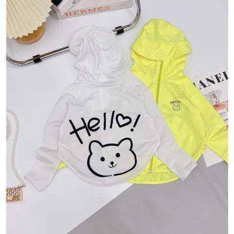 Áo chống nắng cho bé gái Hello chất thun hàn cao cấp siêu mát cho bé gái size 13-27kg, Áo khoác nắng cho bé gái