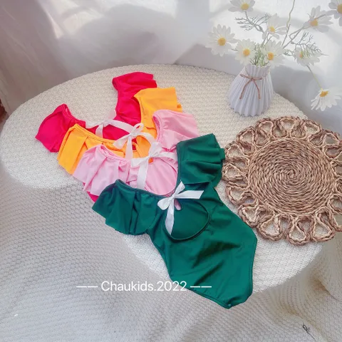 Đồ bơi bé gái,bộ bikini bèo vai hở lưng cho bé