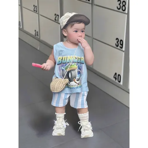 Quần áo bé trai, set bộ sát nách thun thông hơi họa tiết BONICA AMBALUBU cho bé 9-27kg