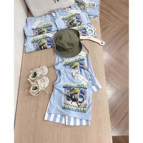 Quần áo bé trai, set bộ sát nách thun thông hơi họa tiết BONICA AMBALUBU cho bé 9-27kg