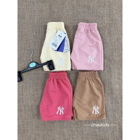 Quần đùi bé gái, quần short đùi cotton da cá thêu chữ N/Y cho bé