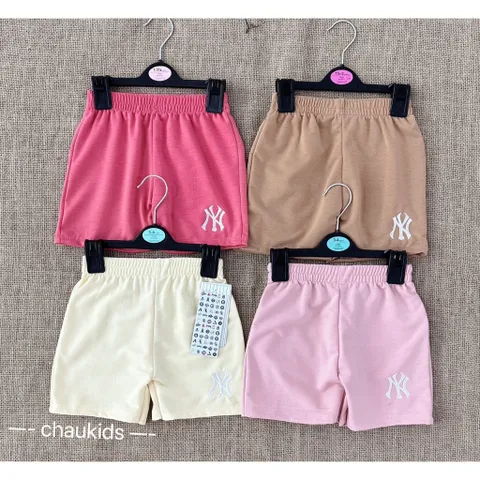 Quần đùi bé gái, quần short đùi cotton da cá thêu chữ N/Y cho bé