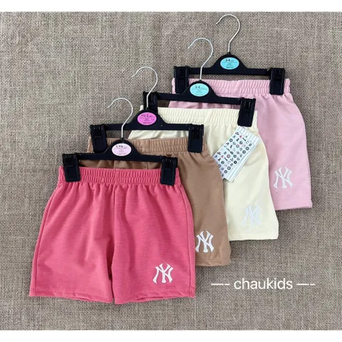 Quần đùi bé gái, quần short đùi cotton da cá thêu chữ N/Y cho bé