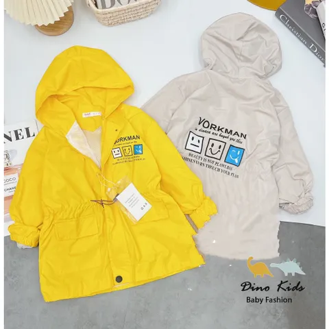 Áo khoác cho bé gái, bé trai, áo khoác gió size đại vải chính phẩm 2 lớp có dây rút eo dáng parka cho bé 26-38kg