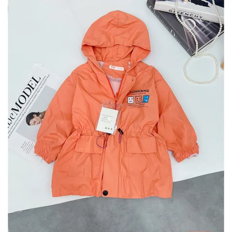 Áo khoác cho bé gái, bé trai, áo khoác gió size đại vải chính phẩm 2 lớp có dây rút eo dáng parka cho bé 26-38kg