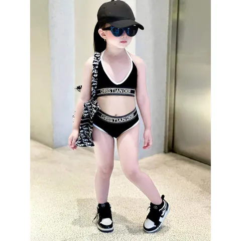 Đồ bơi bé gái, bikini 2 mảnh bo chun sang chảnh cho bé 8-30kg