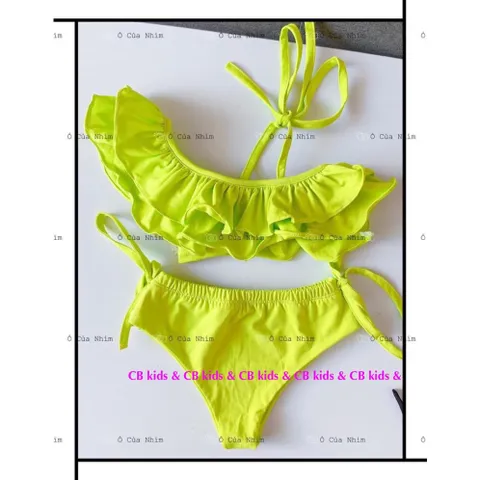 Đồ bơi bé gái, Bikini bèo lệch vai siêu đẹp cho bé