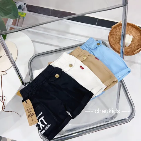Quần đùi bé trai, quần short kaki túi hộp 1 bên EXT mềm mại cho bé