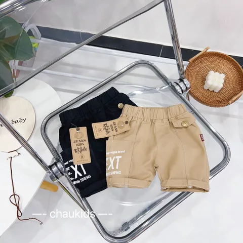 Quần đùi bé trai, quần short kaki túi hộp 1 bên EXT mềm mại cho bé