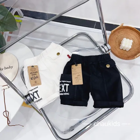 Quần đùi bé trai, quần short kaki túi hộp 1 bên EXT mềm mại cho bé