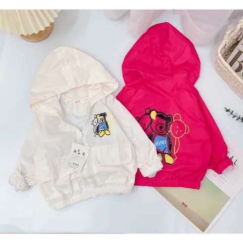 Áo khoác bé gái, bé trai, áo khoác gió 2 lớp anh em nhà gấu siêu xinh cho bé size 10-25kg