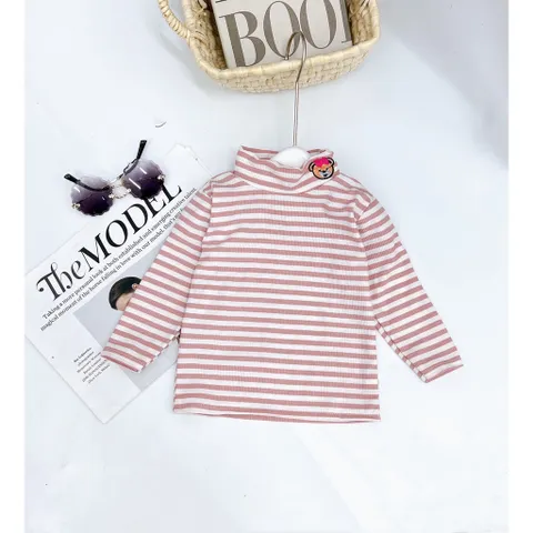 Áo giữ nhiệt cho bé, áo cotton zip kẻ ngang nhiều màu thêu hình dễ thương cho bé trai, bé gái