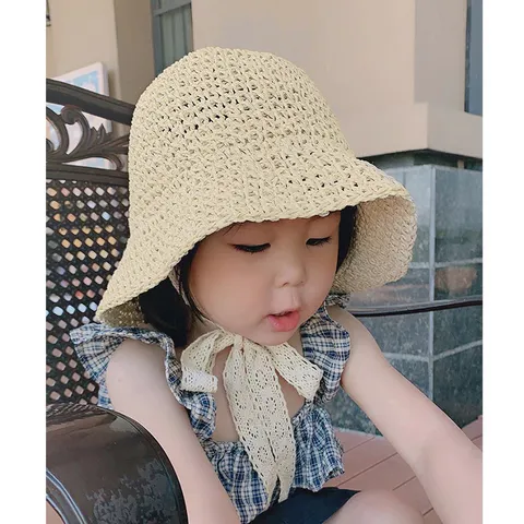 Mũ cói cho bé, mũ cói vành cho bé 2-6 tuổi đi học, đi du lịch
