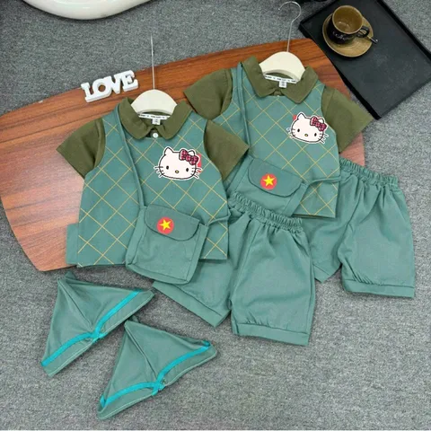 Quần áo bé trai, bé gái, set 5ct đồng phục chú bé liên lạc cho bé 10-30kg