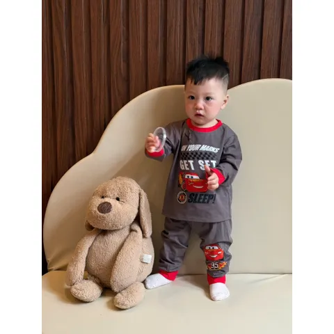 Quần áo dài tay, det bộ thu đông chất cotton dài tay hoạ tiết oto MCQueen cho bé trai 6-27kg