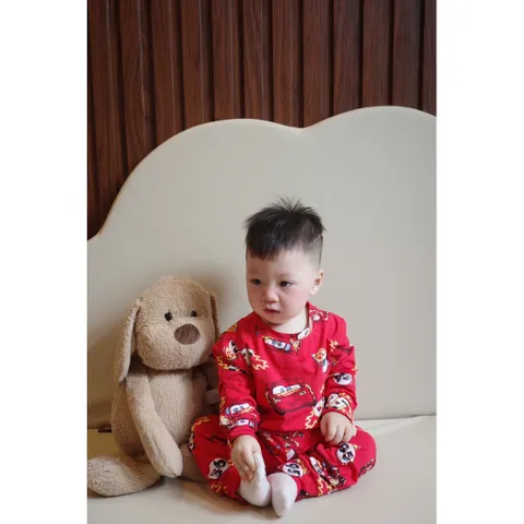 Quần áo dài tay, det bộ thu đông chất cotton dài tay hoạ tiết oto MCQueen cho bé trai 6-27kg