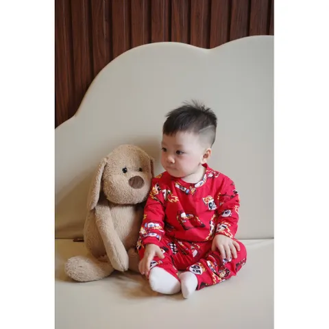 Quần áo dài tay, det bộ thu đông chất cotton dài tay hoạ tiết oto MCQueen cho bé trai 6-27kg