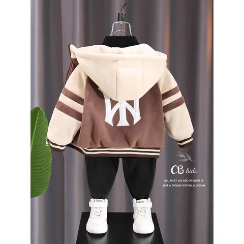 XẢ HÀNG- Áo khoác bé trai, áo khoác nỉ bông khóa mũ Hoodie NNYY dày dặn xịn xò