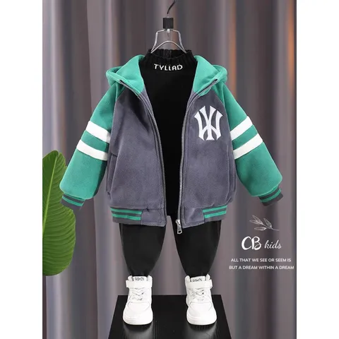 XẢ HÀNG- Áo khoác bé trai, áo khoác nỉ bông khóa mũ Hoodie NNYY dày dặn xịn xò