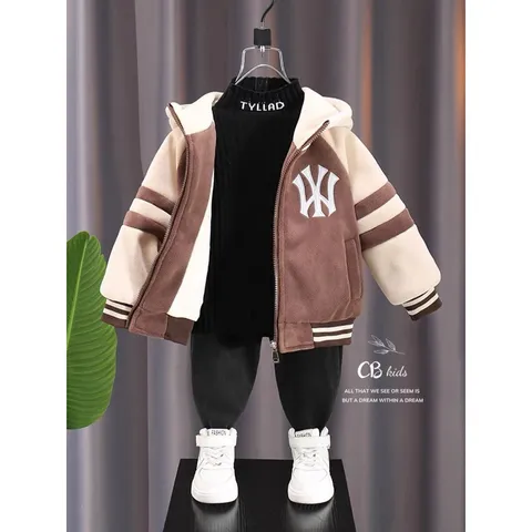 XẢ HÀNG- Áo khoác bé trai, áo khoác nỉ bông khóa mũ Hoodie NNYY dày dặn xịn xò