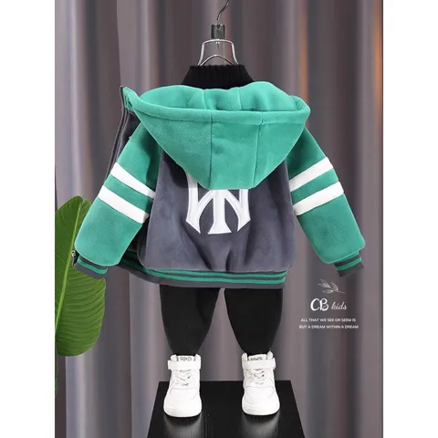 XẢ HÀNG- Áo khoác bé trai, áo khoác nỉ bông khóa mũ Hoodie NNYY dày dặn xịn xò
