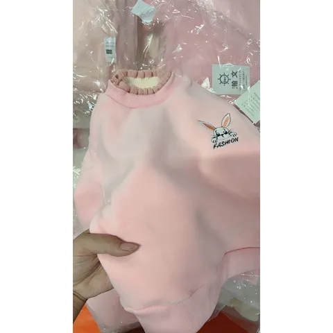 XẢ HÀNG- Đồ thu đông bé gái, áo nỉ lót nhung lông cổ len bèo hàng QC ấm áp cho bé 14-25kg