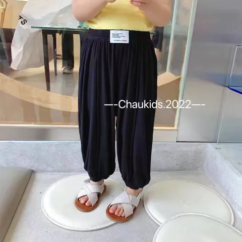 Quần dài bé gái, quần tăm lạnh dài dáng baggy theo tem cạp cho bé