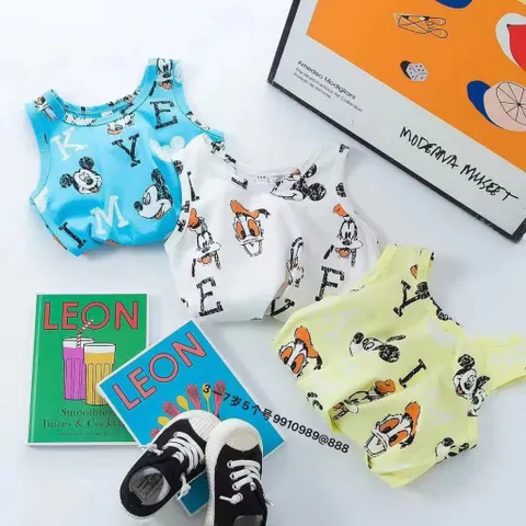 Aó ba lỗ bé trai, áo sát nách Quảng Châu 100% chất cotton cho bé 13-25kg