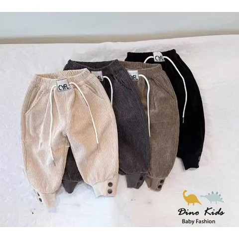 Quần dài bé trai, quần nhung tăm dáng Baggy cạp chun siêu cá tính cho bé