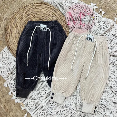 Quần dài bé trai, quần nhung tăm dáng Baggy cạp chun siêu cá tính cho bé