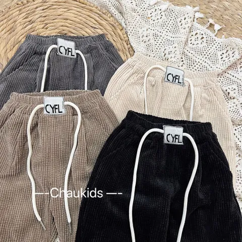 Quần dài bé trai, quần nhung tăm dáng Baggy cạp chun siêu cá tính cho bé