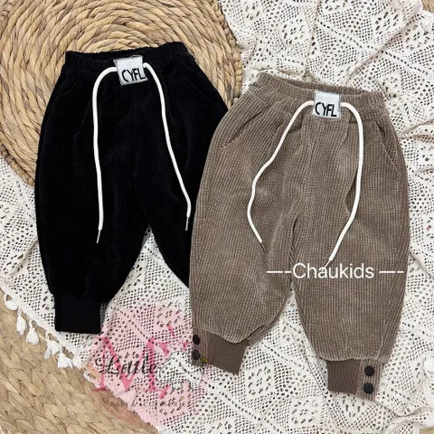 Quần dài bé trai, quần nhung tăm dáng Baggy cạp chun siêu cá tính cho bé