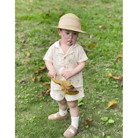 Quần áo bé trai, set bộ đũi cây dừa đi biển cho bé 10-30kg